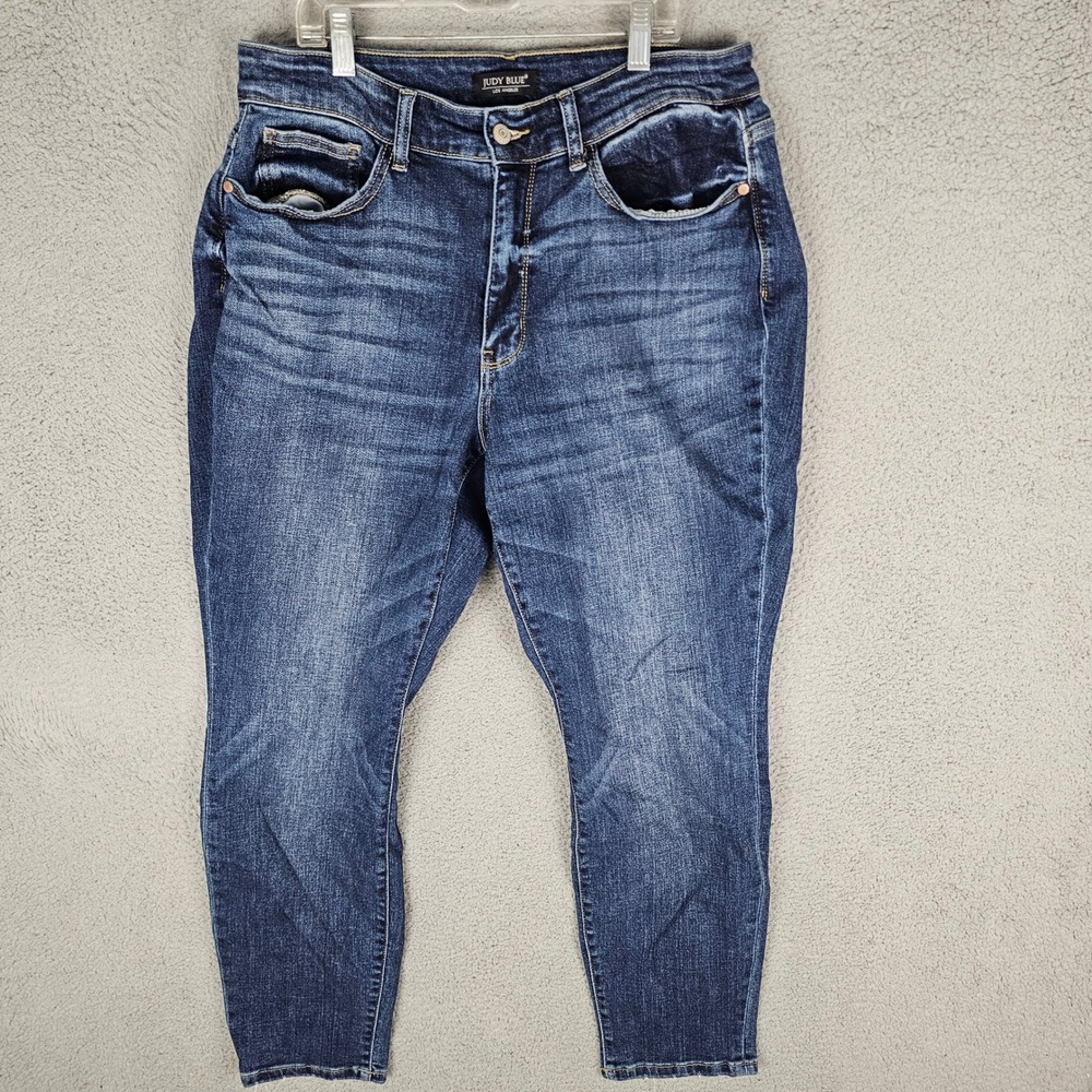 Judy Blue Jeans Womens 14W Blue Boyfriend Fit High Rise Stretch Denim